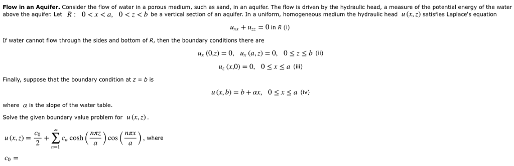 Solved Consider the flow of water in a porous medium, such | Chegg.com