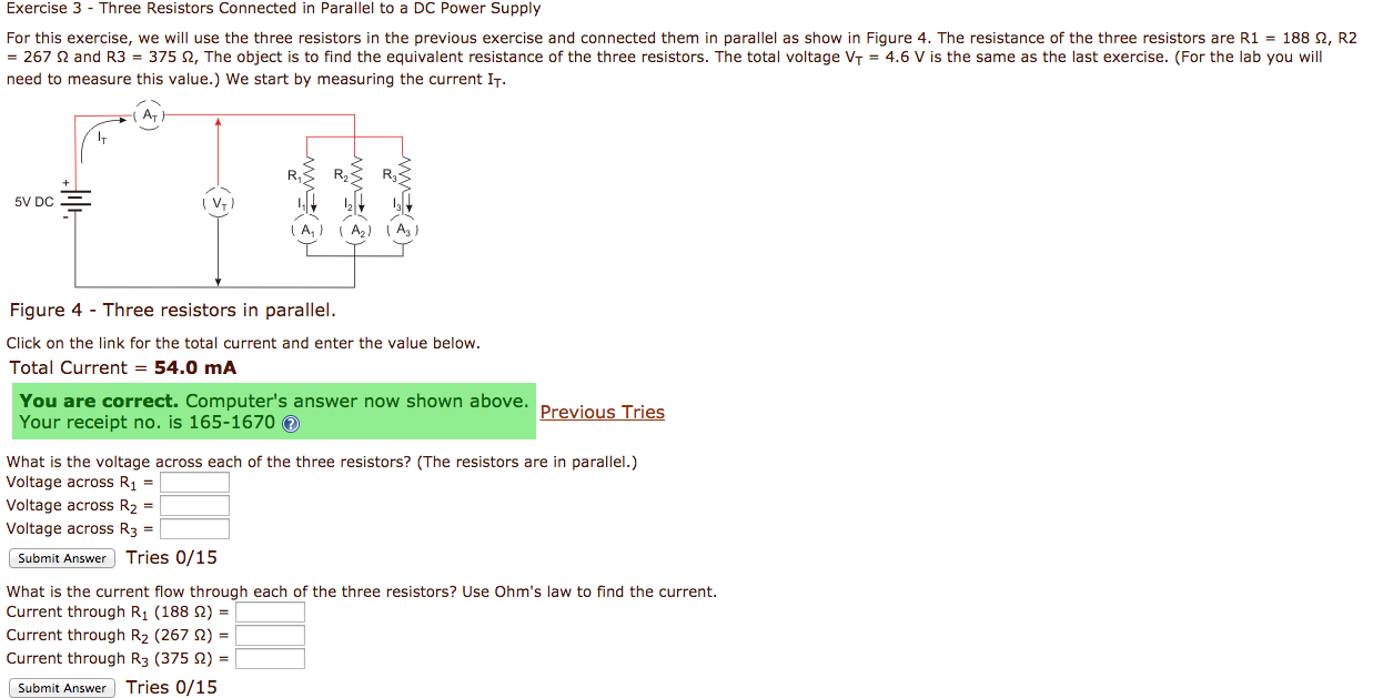 Solved Exercise 3 - Three Resistors Connected In Parallel To | Chegg.com