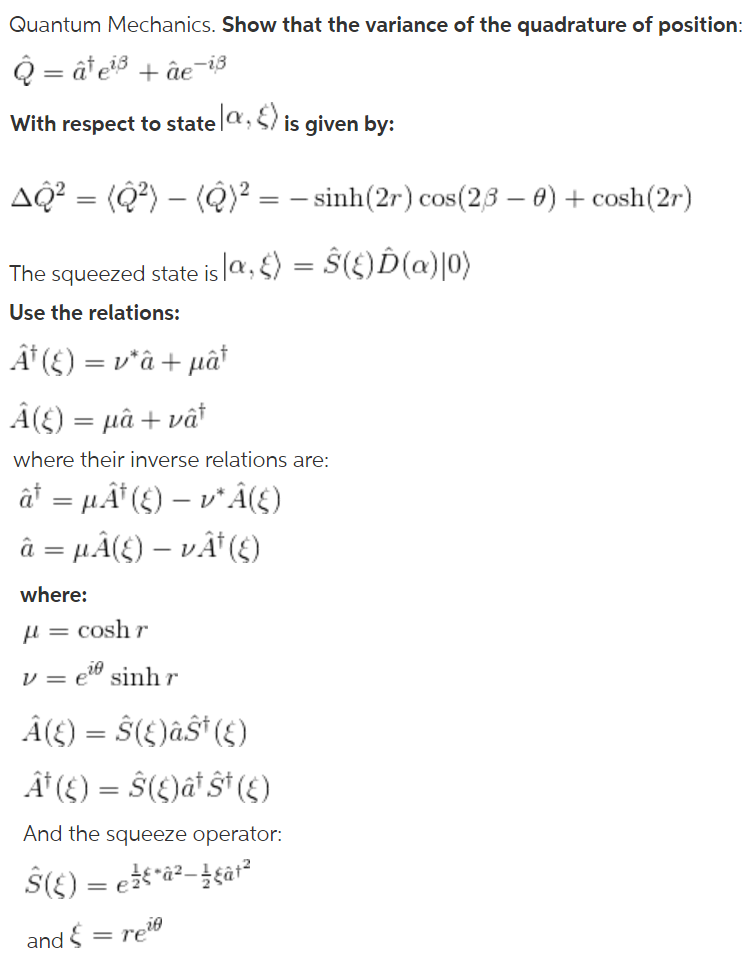 Quantum Mechanics. Show That The Variance Of | Chegg.com