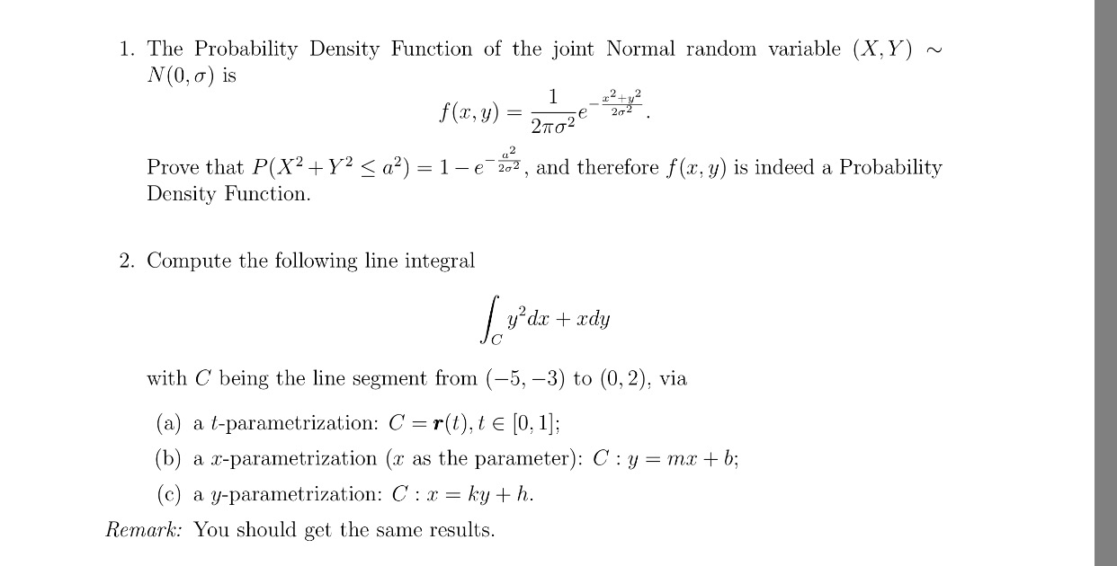 Solved The Probability Density Function of the joint Normal | Chegg.com