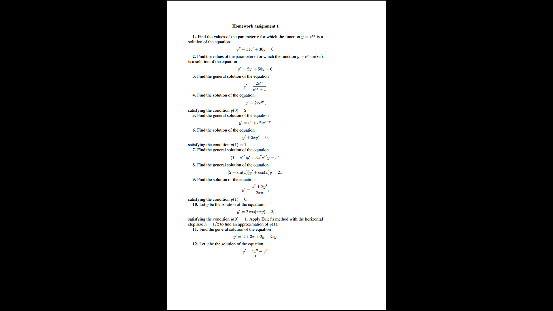 Solved Homework assignment i 1. Find the values of the | Chegg.com