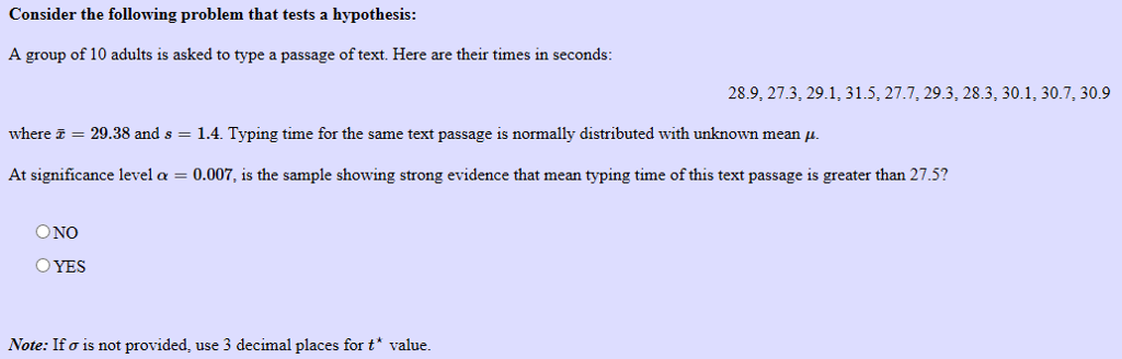 Solved Consider The Following Problem That Tests A | Chegg.com