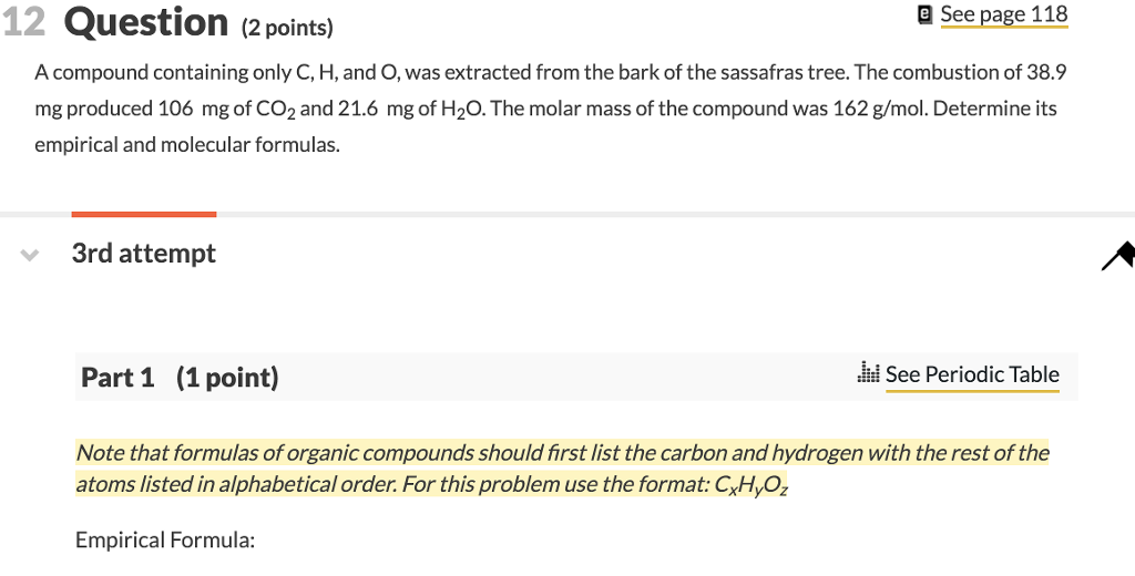 Solved 12 Question (2 points) a See page 118 A compound | Chegg.com