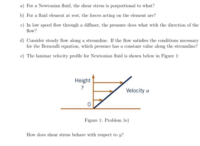 Solved For a Newtonian fluid, the shear stress is