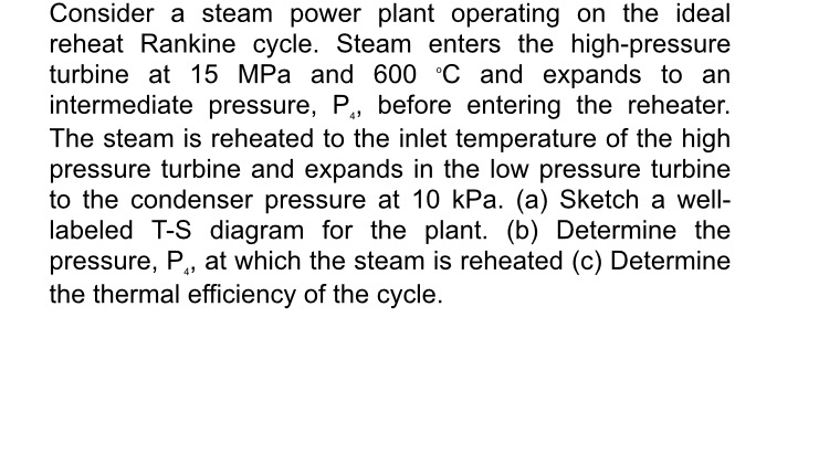 Solved Consider A Steam Power Plant Operating On The Ideal | Chegg.com