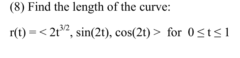 Solved Find the length of the curve: r(t)