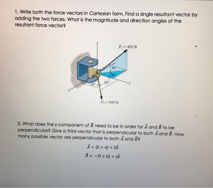 Solved 1. write both the force vectors in Cartesian form. | Chegg.com