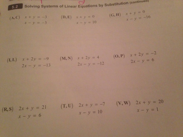Solved Solving Systems of Linear Equations by Substitution | Chegg.com