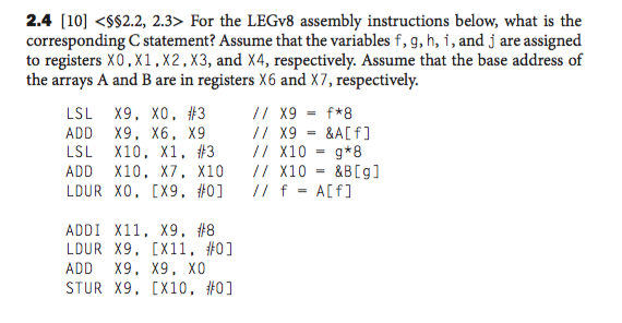 Solved For The LEGv8 Assembly Instructions Below, What Is | Chegg.com