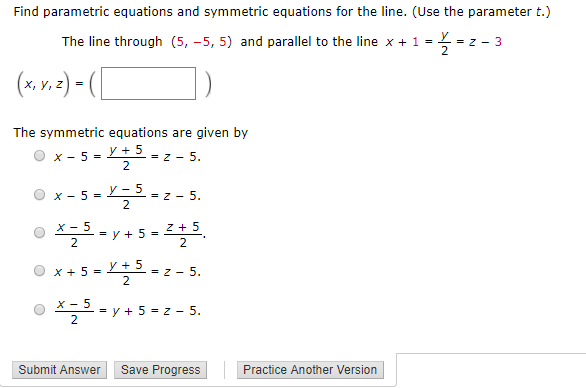 Solved Find parametric equations and symmetric equations for | Chegg.com