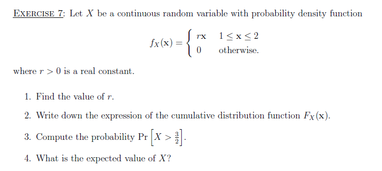 Solved Let X be a continuous random variable with | Chegg.com