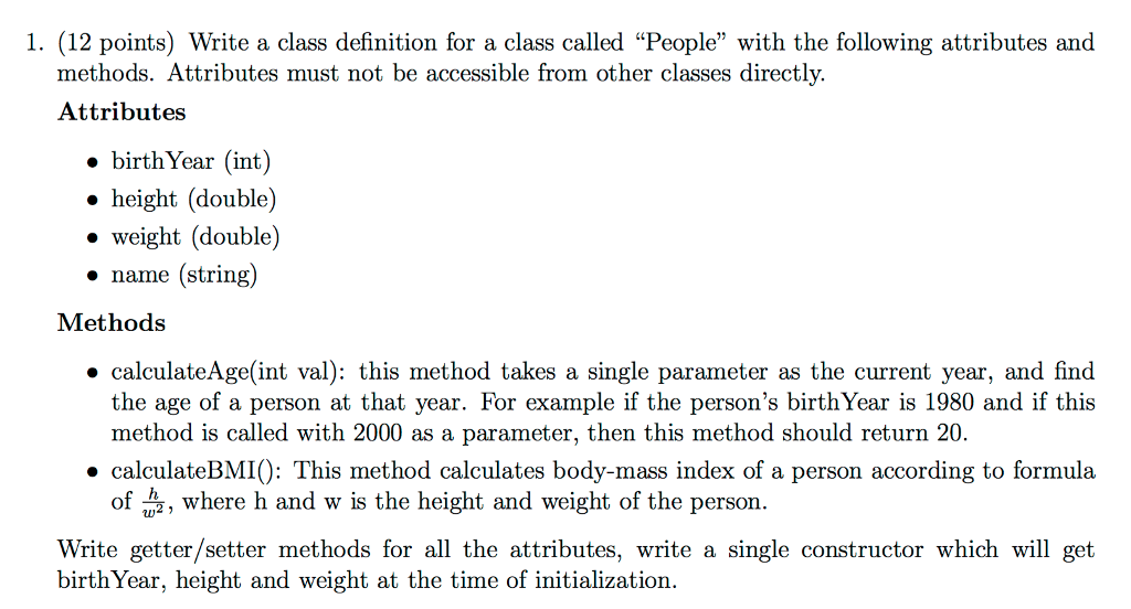 Solved Write a class definition for a class called
