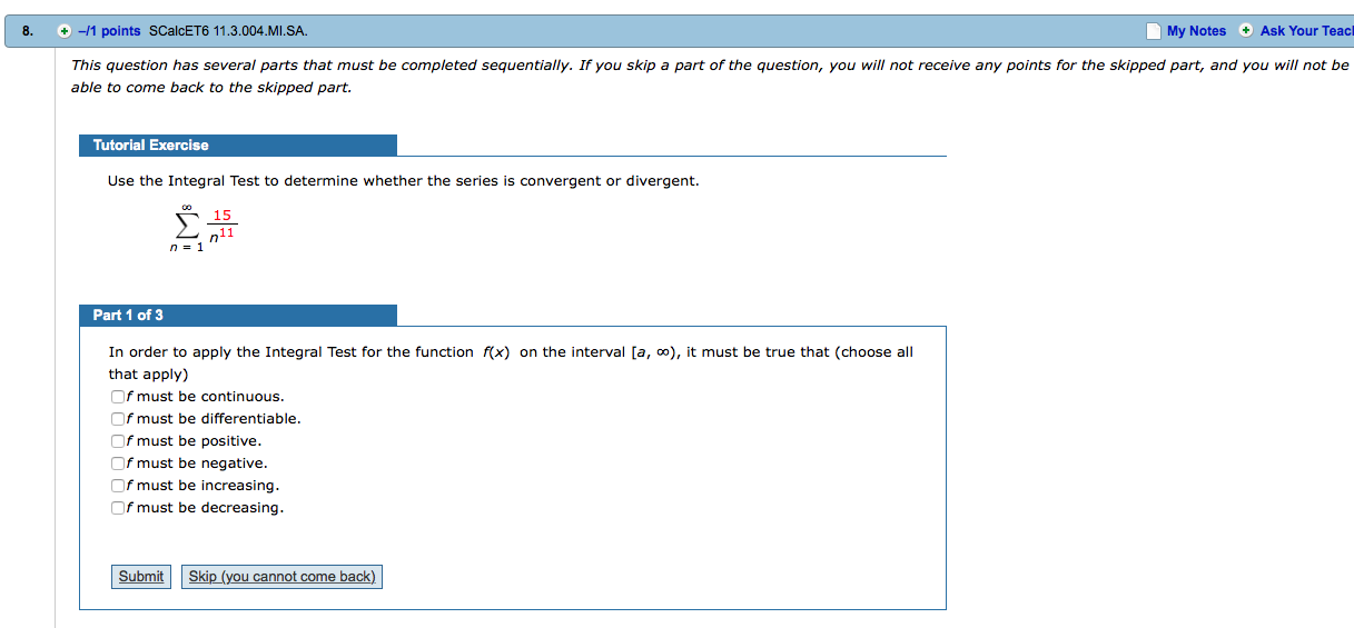 Solved This question has several parts that must be | Chegg.com