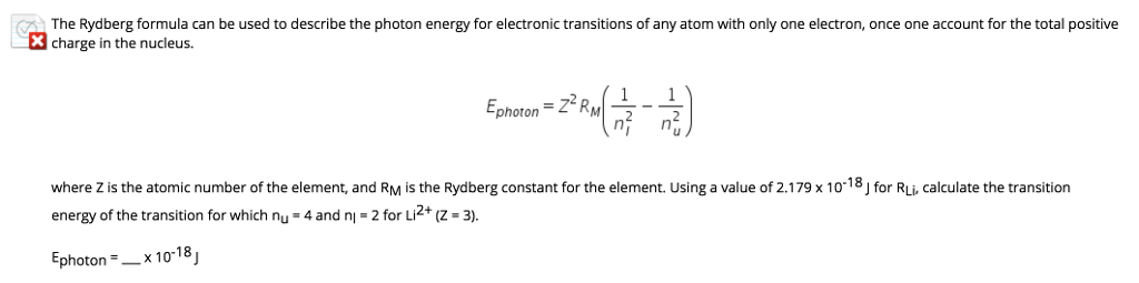 rydberg equation calculator