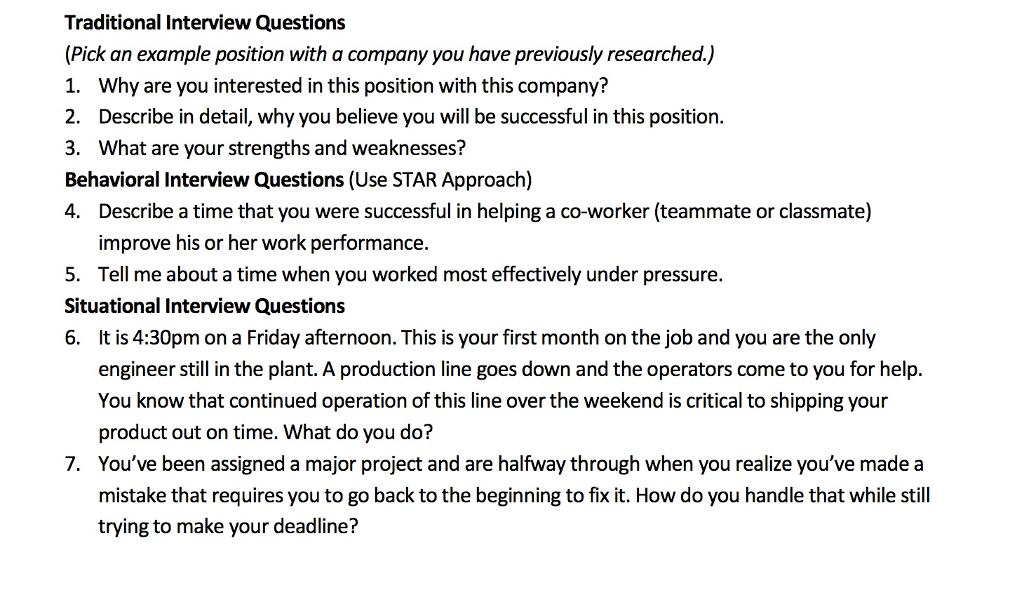 Research paper interview questions example