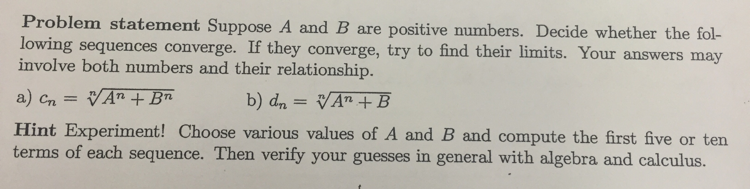 Solved Suppose A And B Are Positive Numbers. Decide Whether | Chegg.com