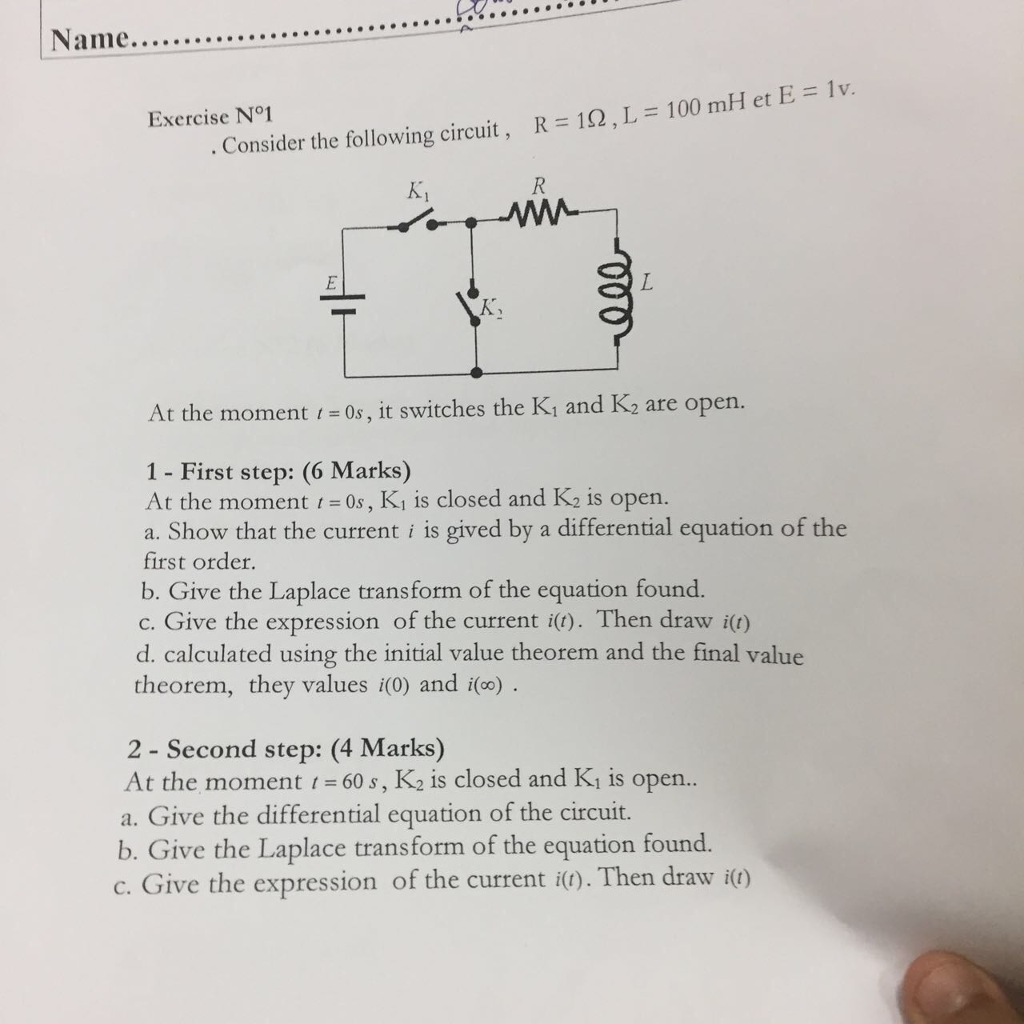 Solved Name... 1 v. = Exercise N°1 Consider the following | Chegg.com