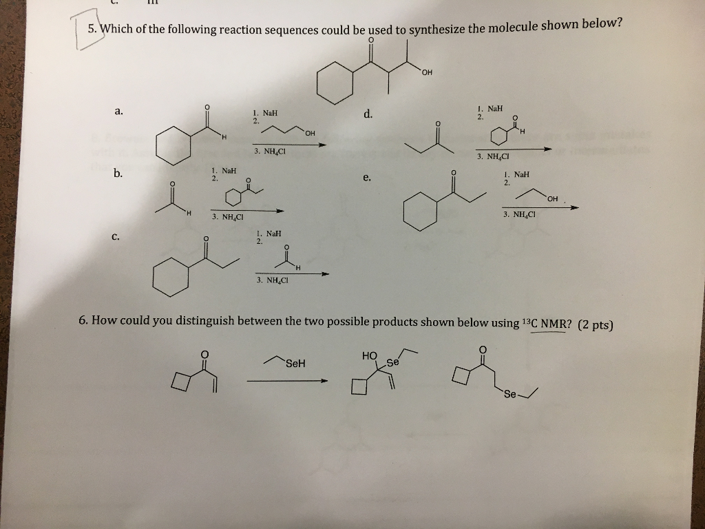 Solved Which of the following reaction sequences could be | Chegg.com