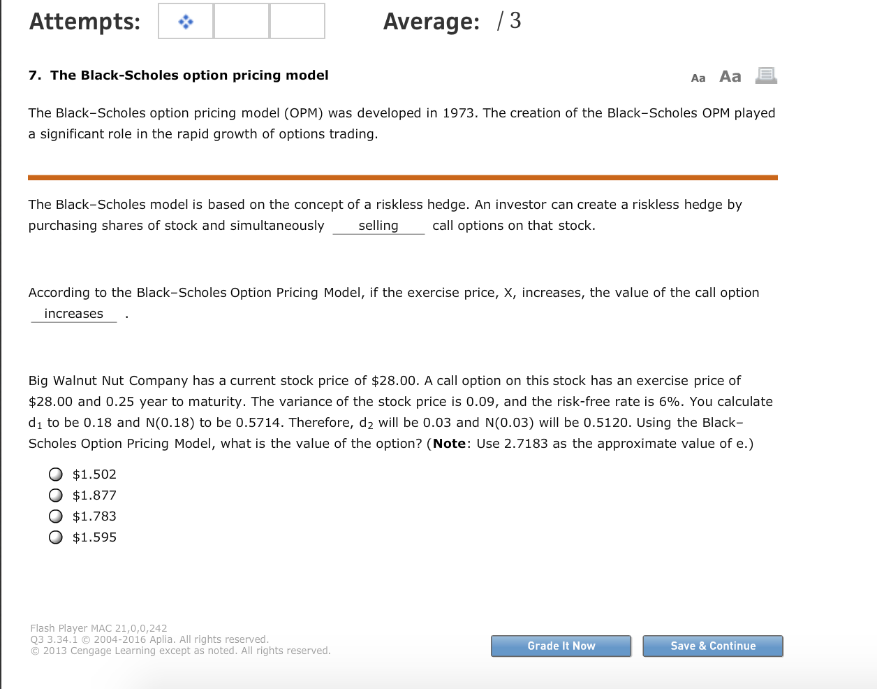 Solved The Black-Scholes option pricing model The | Chegg.com