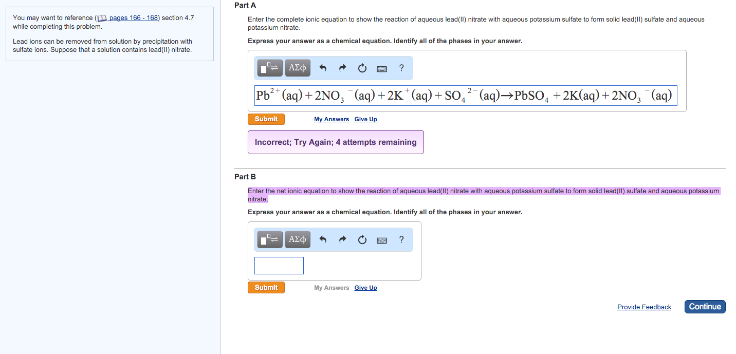 Solved while completing this problem. Lead ions can be