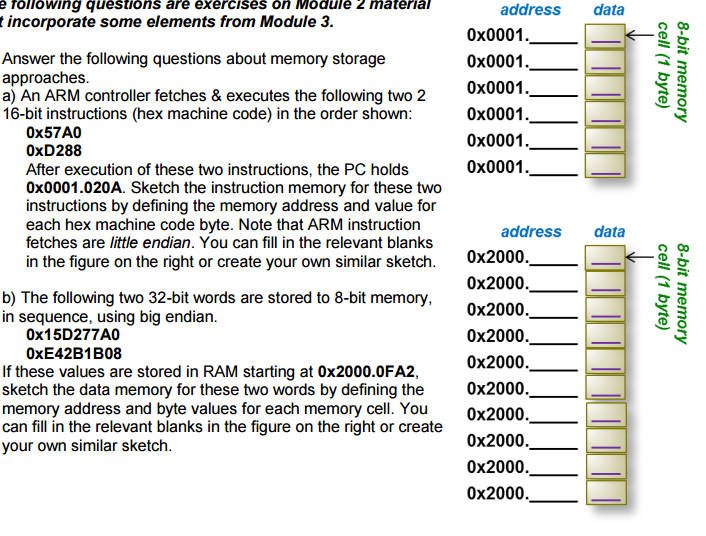Answer the following questions about memory storage | Chegg.com