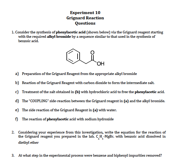 Solved Consider the synthesis of phenylacetic acid (shown