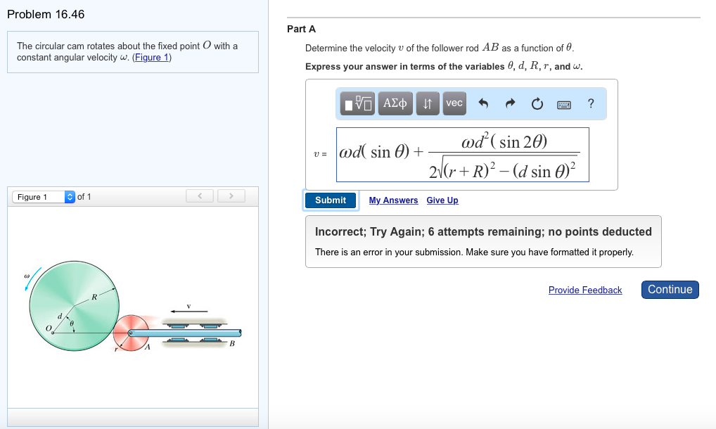 Solved The circular cam rotates about the fixed point O with
