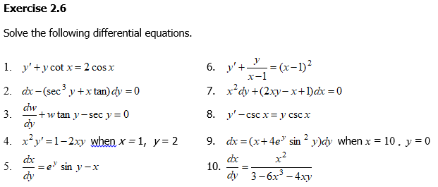 Solved NON EXACT DE AND INTEGRATING FACTOR Solve each of the | Chegg.com