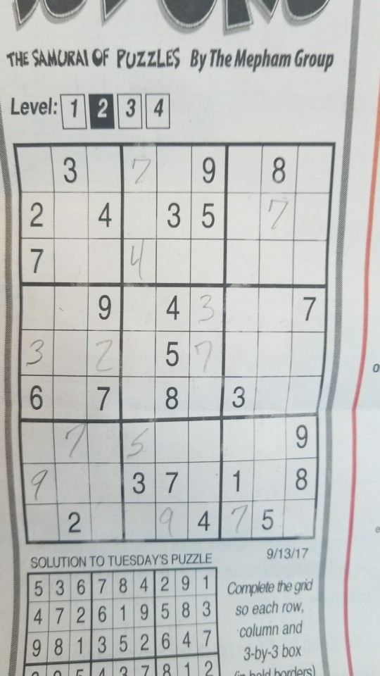 Solved THE SAMORAI OF PUZZLES By The Mepham Group Level 1 2 Chegg