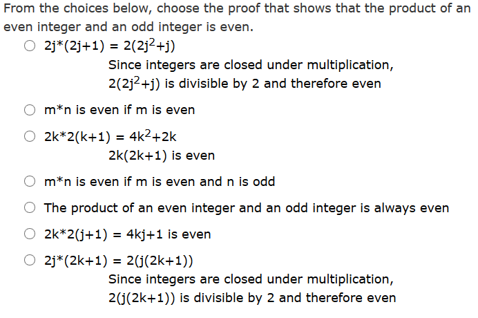 Solved From the choices below, choose the proof that shows | Chegg.com