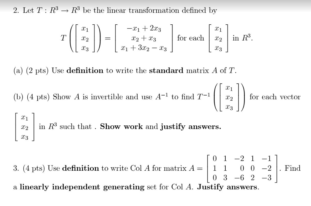 Solved 2. Let T : R3 → R3 Be The Linear Transformation | Chegg.com