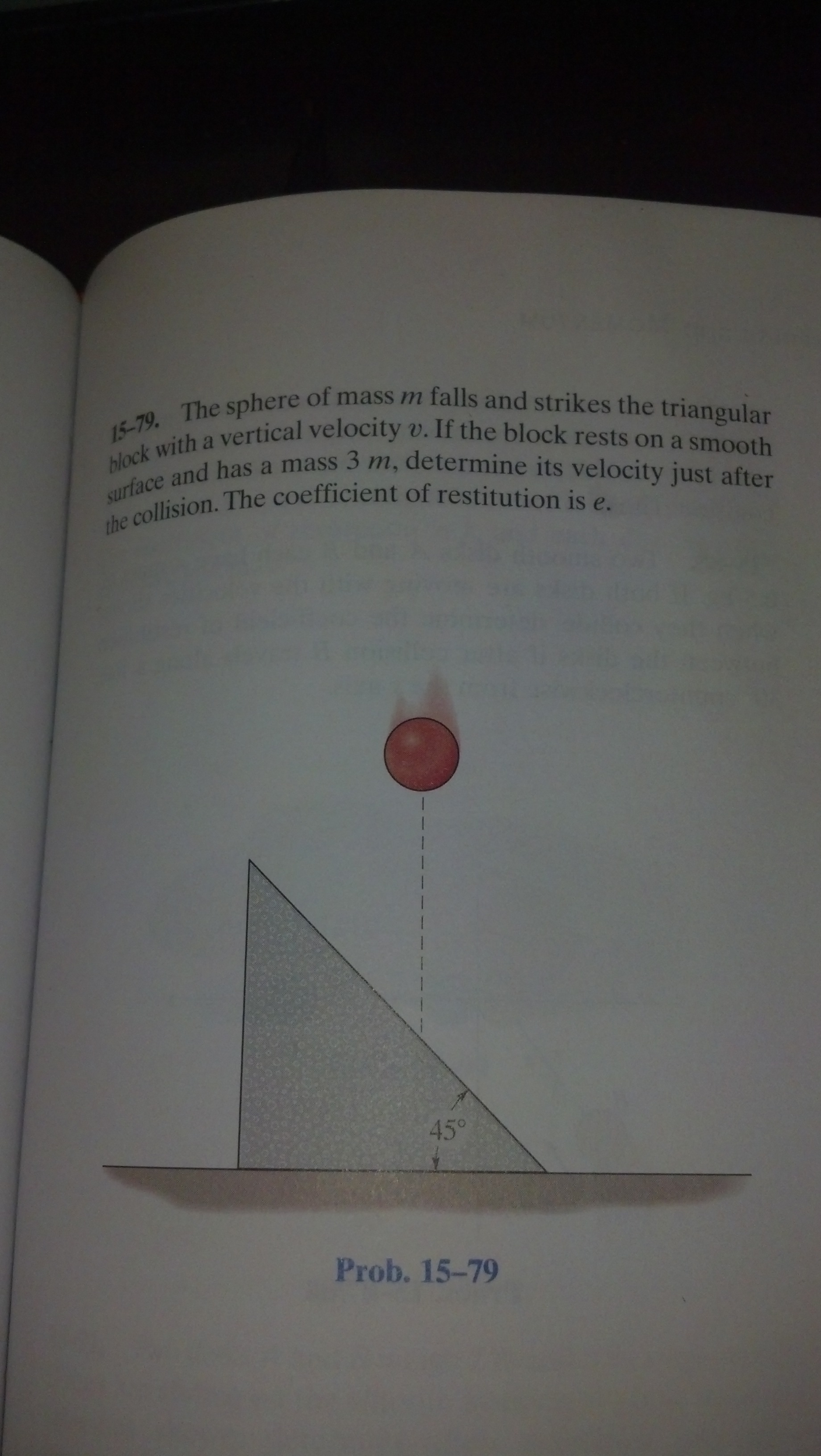 Solved The sphere of mass m falls and strikes the triangular | Chegg.com
