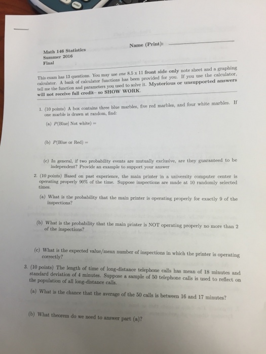 Solved A box contains three blue marbles, five red marbles,