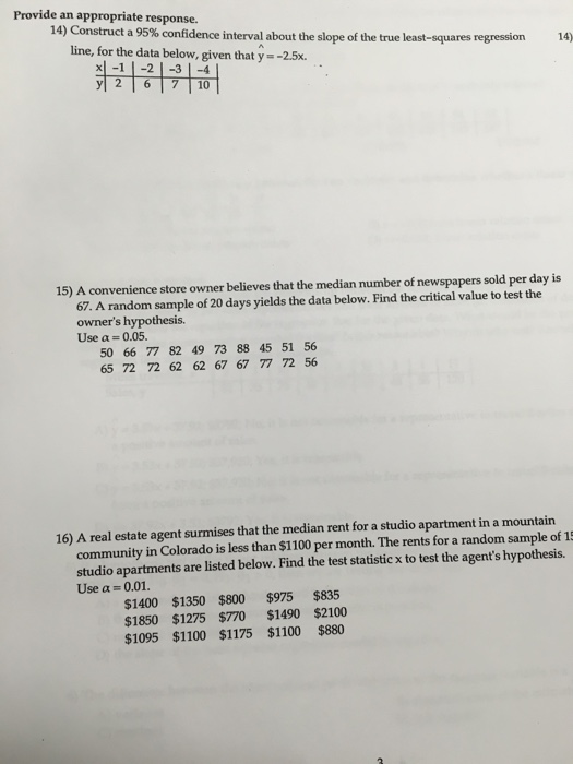 Solved Construct A 95% Confidence Interval About The Slope 