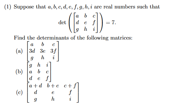 Solved (1) Suppose That A, B, C, D, E, F,g, H, I Are Real | Chegg.com