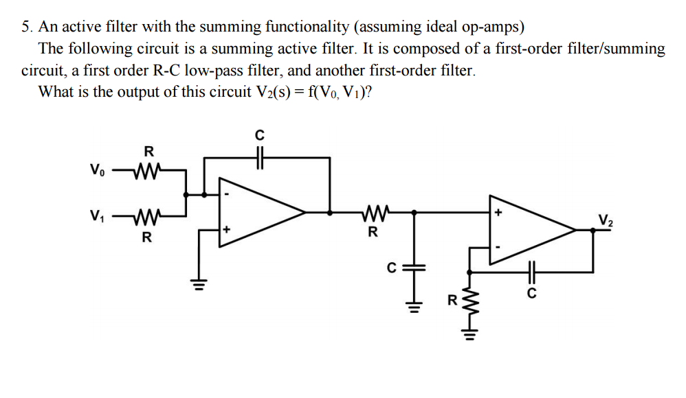 Solved An active filter with the summing functionality | Chegg.com