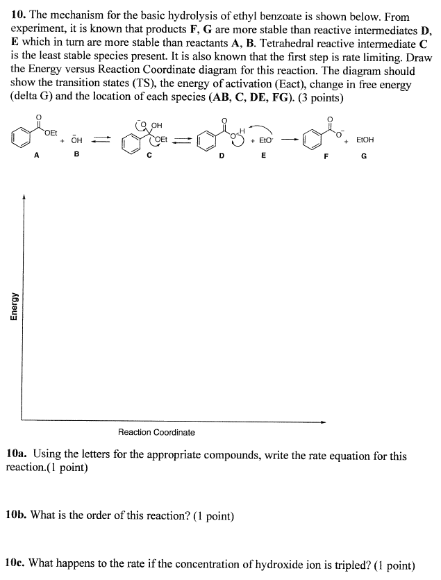 Solved 10. The Mechanism For The Basic Hydrolysis Of Ethyl | Chegg.com