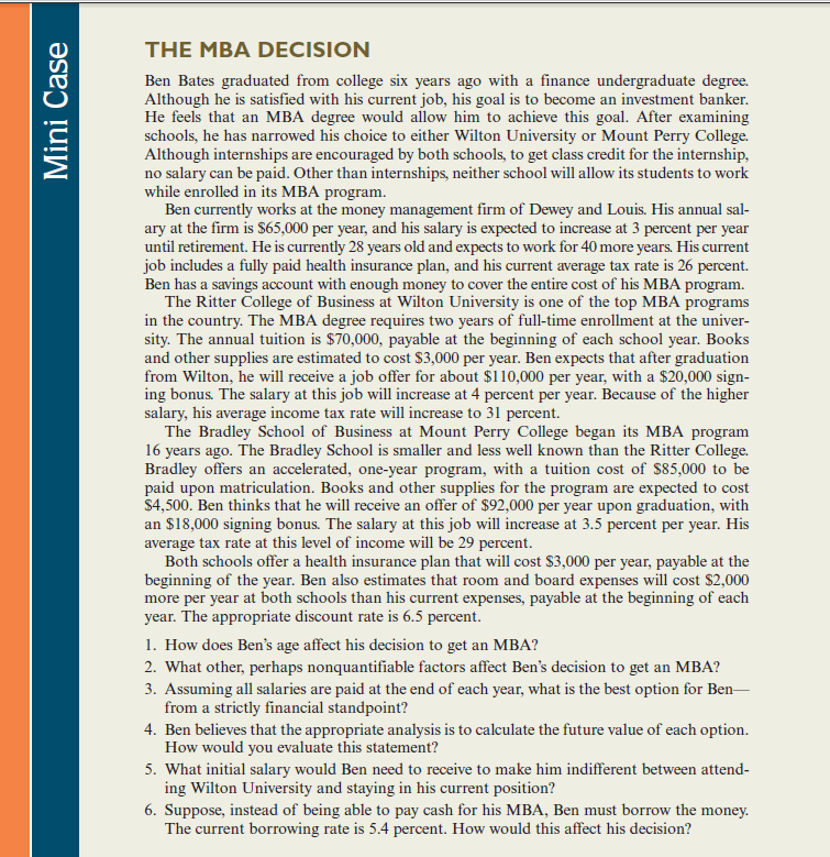 the mba decision case study solution