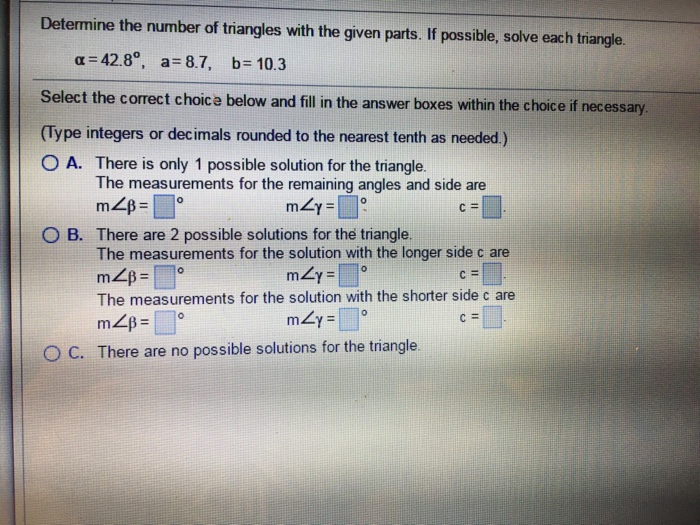 Solved Determine the number of triangles with the given | Chegg.com