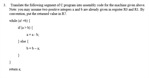 Solved The following instruction set is supported by a | Chegg.com