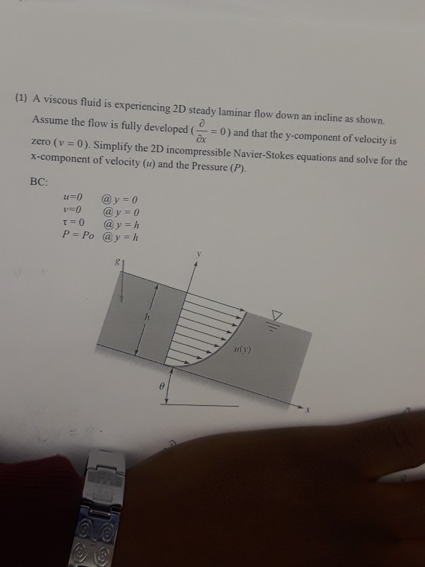 Solved (1) A viscous fluid is experiencing 2D steady laminar | Chegg.com