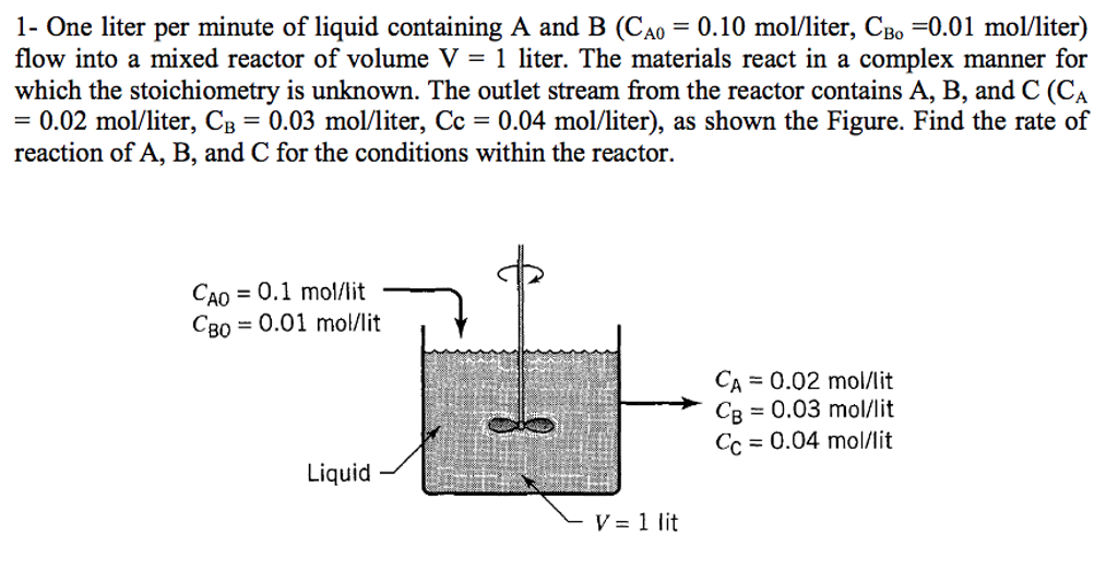 Solved One liter per minute of liquid containing A and B