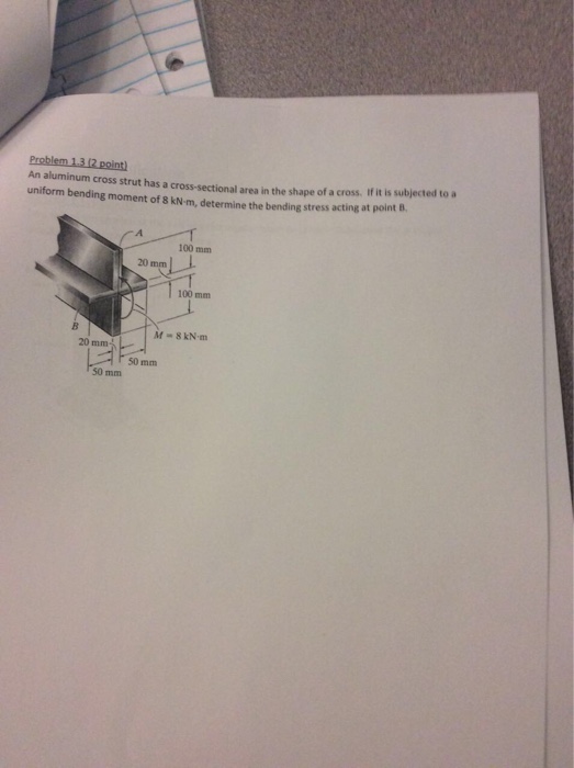 Solved Determine the bending stress at point B (full | Chegg.com