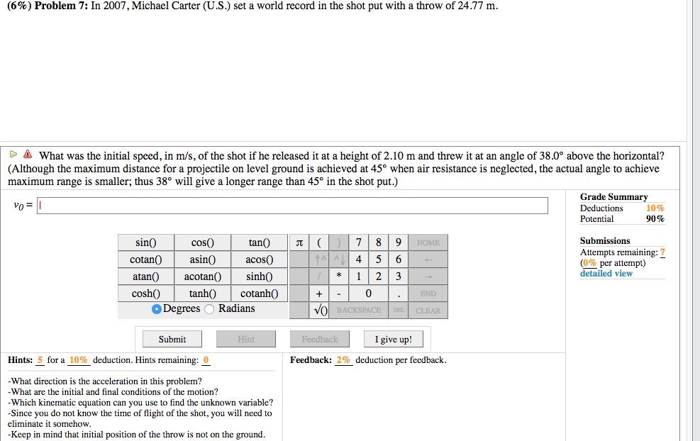 Solved In 2007, Michal Carter (U.S.) set a world record in | Chegg.com