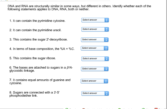 Dna rna homework