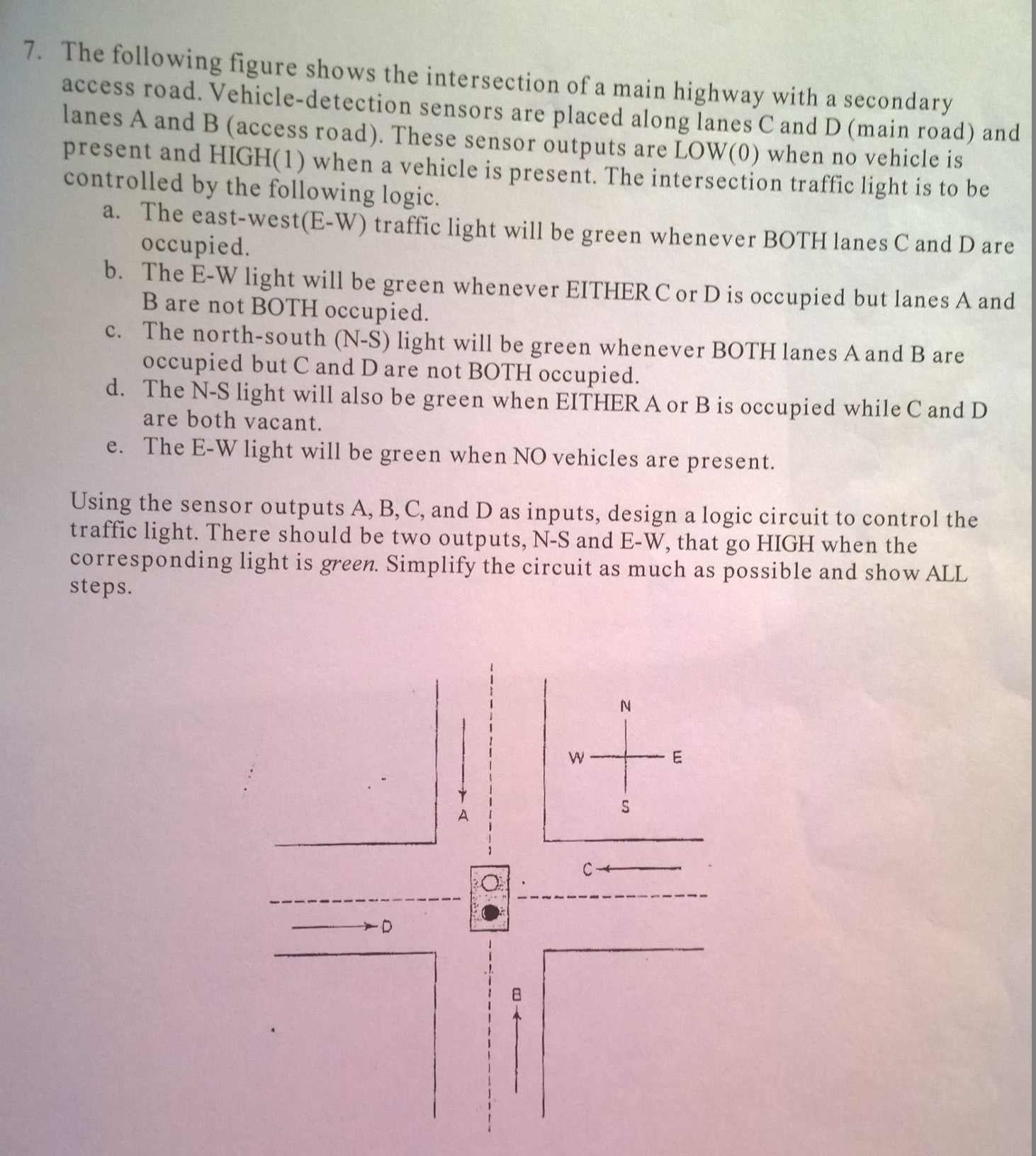 Solved The Following Figure Shows The Intersection Of A Main | Chegg.com