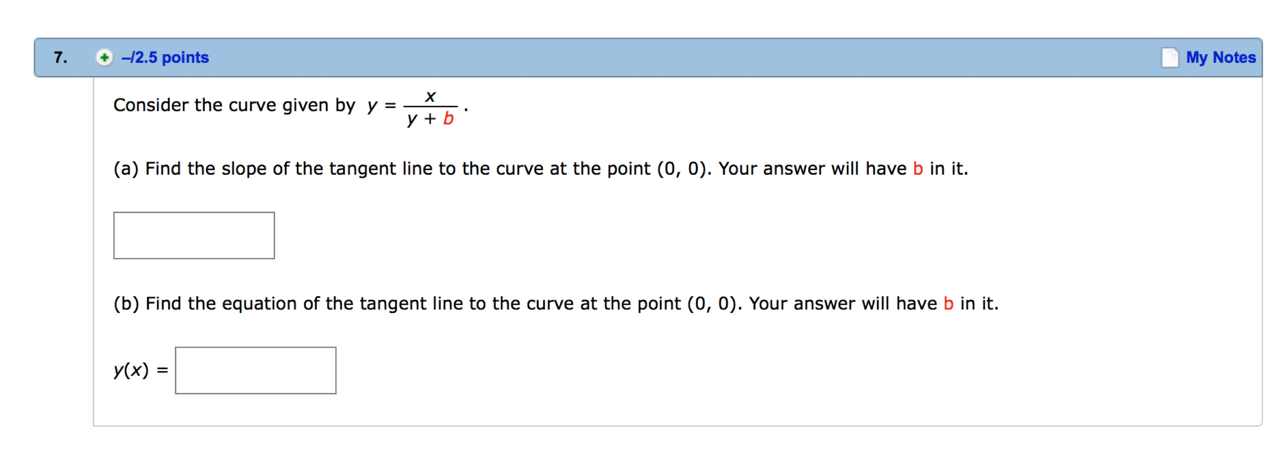 Solved 7. -12.5 points My Notes Consider the curve given by | Chegg.com