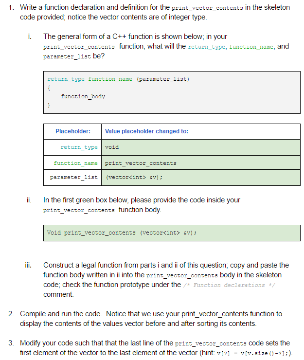 Solved 1. Write a function declaration and definition for | Chegg.com