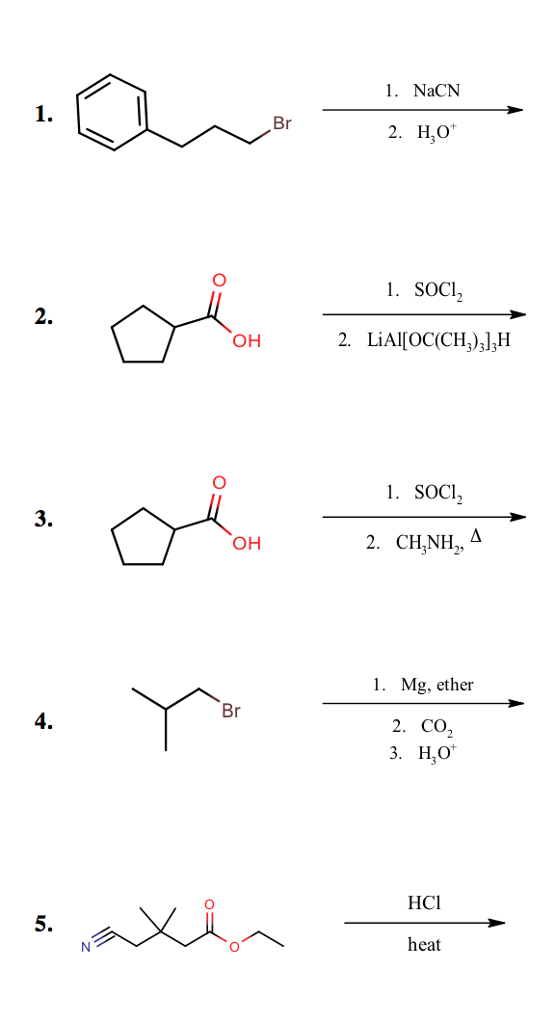 Solved 1. NaCN l. Br 2. H,O 1. SOCI, 2. ?? 2. LiAl[OC(CH)H | Chegg.com