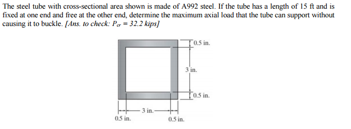 Solved The steel tube with cross - sectional area shown is | Chegg.com